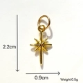 Golden octagonal star pendant 2.2cm height for DIY jewelry making charm - Golden Octagonal Star Metal Pendant