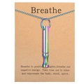 Rainbow metal mindfulness whistle necklace on a kraft card with Breathe text inscription - HX04 (No Card) / Rainbow