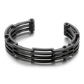 Bracelet jonc noir en acier titane pour hommes avec design industriel à trois couches - Noir (KB137366-KFC)