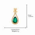 Elegant gold music note brooch with a faceted green teardrop gemstone and crystals - Pipa Gem Gold (XD825099)