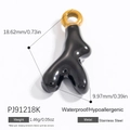 Black abstract stainless steel pendant with gold ring, 18k gold plated, hypoallergenic - Black Irregular Organic Pendant (PJ91218K)