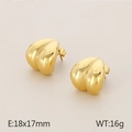 Irregular heart-shaped stainless steel stud earrings in polished golden finish - Full Heart Shaped (KE115362-KFC)