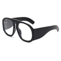 Modische schwarze Oversize-Brille im Retro-Stil mit breiten Bügeln für Damen und Herren - Schwarz/Weiß