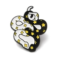 Broche émaillée en forme de serpent avec motif d'étoiles noir et blanc - Serpent Étoilé Noir et Blanc