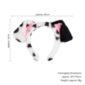 Cute cow print plush puppy ear headband with pink interior details for party cosplay - Black & White / Headband