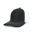 Classic black and white trucker hat with mesh back and white contrast stitching details - Adjustable / Black + White Mesh