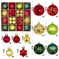 Red, green, and gold Christmas ball ornaments set with glitter and snowflake patterns - Classic Red, Green & Gold (Style 6)