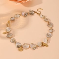 Detail of beach shell necklace in titanium steel with natural abalone shell beads - Shell Necklace