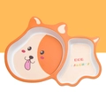 Cute dog shaped bamboo fiber divided plate for kids in orange and beige finish - 047 Dog Plate