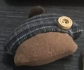 Handmade acorn hair clip with navy blue checkered fabric and decorative wooden button - 8# Blue Plaid Acorn Hair Clip