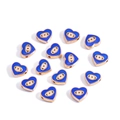 Blue enamel heart-shaped evil eye beads with golden metal edges for jewelry making - Heart / Sapphire Blue