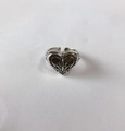 Anello regolabile a cuore cavo in argento vintage con incisione dettagliata da donna - N. 11-Intaglio a Cuore