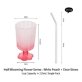 Calice in vetro rosa opaco a forma di fiore 225ml con cannuccia in vetro - Pesca Bianca (con cannuccia in vetro)