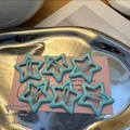 Set di 6 fermagli per capelli a forma di stella blu opaco su vassoio in metallo - Fermaglio BB a Stella / Pezzo Singolo / Blu Ciano Smaltato