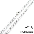 Silver watchband chain necklace in titanium steel with polished finish and secure clasp - Steel Color Necklace 70cm (KN289992-Z)