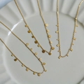 Collares minimalistas de acero de titanio dorado con discos geométricos en cerámica - Collar de Estación de 12 Lágrimas