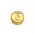 Polished 18K gold plated stainless steel bead featuring an engraved number 5 charm - Number 5 (SP459G-5)