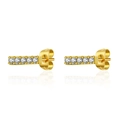 Boucles d'oreilles barres plaquées or avec cinq pierres de zircone cubique étincelantes - Blanc