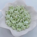 Dettaglio di perline a fiore in ceramica verde chiaro perlato in una ciotola - Verde Acqua Chiaro