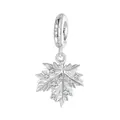 Funkelnder Ahornblatt-Anhänger aus S925 Sterlingsilber mit Zirkonia-Steinen für DIY-Armbänder - 925er Silber / Ahornblatt Anhänger (BSC1041)
