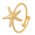 Nahaufnahme des goldenen Seestern-Rings mit strukturierter Seilband-Optik - 18k Echtgold Seestern (N-868)