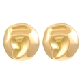 Detailed macro shot of 18K gold plated irregular pebble shaped earrings in stainless steel - 18K Gold Plated Flat Round (1146)