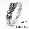 Viking wolf head steel bracelet, 70g heavy chain with retro finish, 220mm length - Pig Style (KB179516-MZOZ)