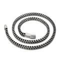 Polished silver and black woven dragon bone steel necklace for men on white background - 660x5mm / 5mm Brushed Black Necklace