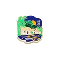 Chengdu Du Fu Thatched Cottage souvenir enamel magnet with bamboo and sunset design - Du Fu Thatched Cottage-Fridge Magnet