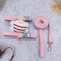 Rosafarbenes Katzen-Geschirrset aus Cord mit 3D-Biene und passender Leine für kleine Tiere - Größe M (3-7,5 kg) / Rosa (Bienenstil 1,2 m)