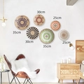 Set di 6 cesti decorativi da parete boho in alghe naturali con motivi colorati a mano - Set DFNOPQ / Set da 6 pezzi