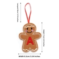 Gingerbread man felt Christmas hanging ornament with red letter A and dimensions. - 11x8.5cm / Style A