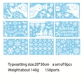9-piece set of white Christmas static window decals with 158 snowflakes and tree motifs - Old Man Deer Snowman Pendant (9 Sheets/Set)