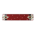 Christmas table runner with red black buffalo plaid gnomes and snowflakes prints - Three Gnomes Style