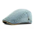 Light blue washed denim ivy cap with vintage stitching and adjustable metal buckle - Adjustable / Light Blue