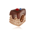 Chocolate cake charm in rose gold with champagne crystals for DIY jewelry bracelets - Chocolate Cake BSC349