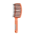 Ergonomic orange curved vent hairbrush with boar bristles and non-slip handle grip - With Boar Bristle / New Orange (with Boar Bristle) Orange Rubber Handle