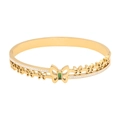 Golden butterfly bangle with green gemstone and sparkling crystals on white background - Hollow Butterfly Green Gemstone Style (3#)