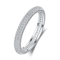Elegante anello in argento sterling S925 con tre file di zirconi per donna in argento - US 6 / Oro Bianco