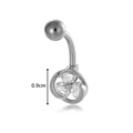Silver curved belly button ring with a 0.9cm triple heart zirconia flower pendant - Silver Clover Style (0200-3#Silver)