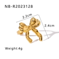Polished 18k gold butterfly bow ring weighing 4g with dimensions of 2.2cm by 2.4cm - Adjustable Open / Bright Metal Bow Style (NB-R2023128)