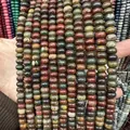 Natural multi-color agate abacus beads in 5x8mm wheel shape for DIY jewelry making - 5*8mm (Per Strand) / Picasso Stone