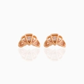 Exquisite 18K rose gold plated croissant stud earrings with sparkling round zircon accents - Croissant Design-Gold