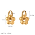 Gold-plated stainless steel flower charm earrings with polished mirror finish hoops - Gold Metal 3D Flower Hoop Earrings (TE6106-FL)