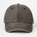 Classic washed cotton baseball cap in dark grey charcoal finish with vintage soft crown - One Size / Coffee