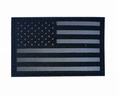 Subdued black and grey US flag tactical patch with IR reflective laser cut details - Black & Grey (Left)