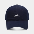 Dark blue cotton baseball cap with white mountain embroidery in a classic outdoor style - Adjustable / Navy Blue