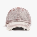 Vintage-Baseballcap in gewaschenem Rotbraun und Off-White mit ausgefranstem Schirm - Orangerot
