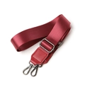 Adjustable 38mm red ethnic style crossbody strap with nylon webbing and metal hooks - Solid Wine Red Top Grain Leather - Black Metal
