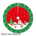 90cm Christmas tree skirt featuring Santa and reindeer pattern in red and green colors - 90CM Tree Skirt Classic Red Green Snowflake